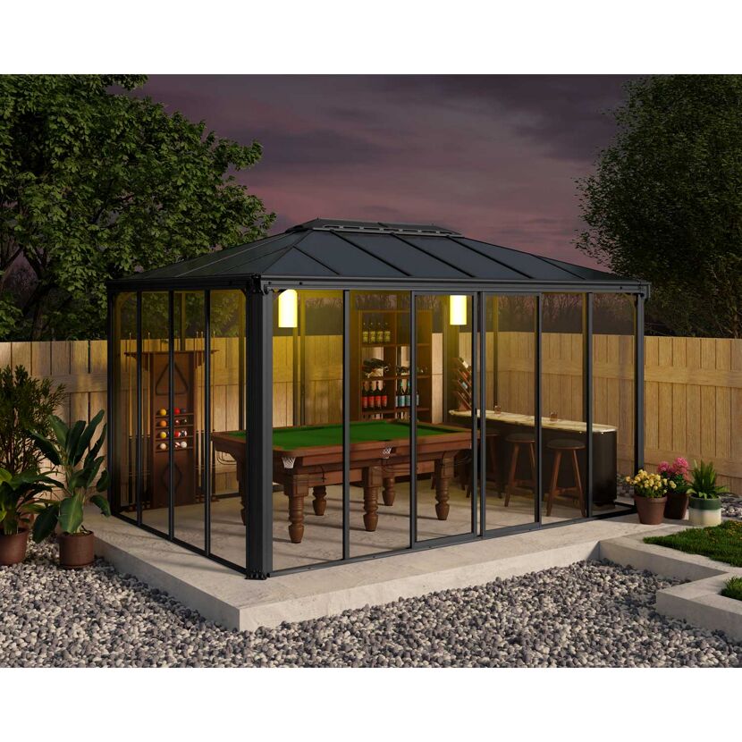 Pavillon 'Ledro' geschlossen anthrazit 296 x 430 cm Polycarbonat grau
