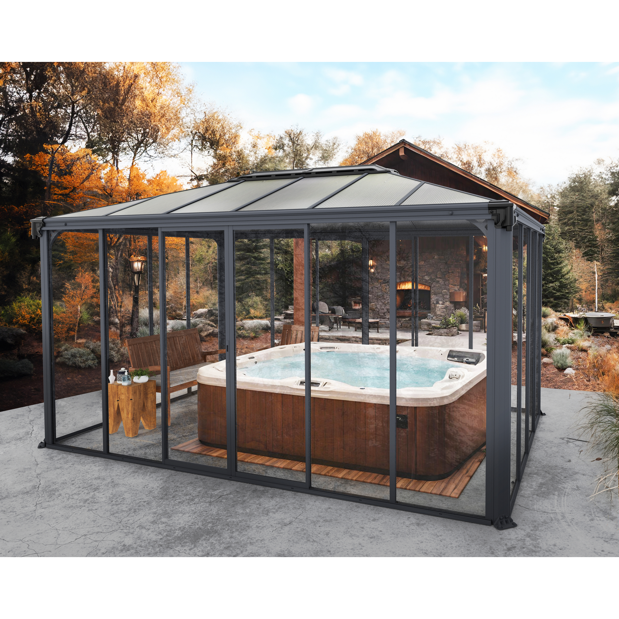 Pavillon 'Ledro' geschlossen anthrazit 296 x 430 cm Polycarbonat grau