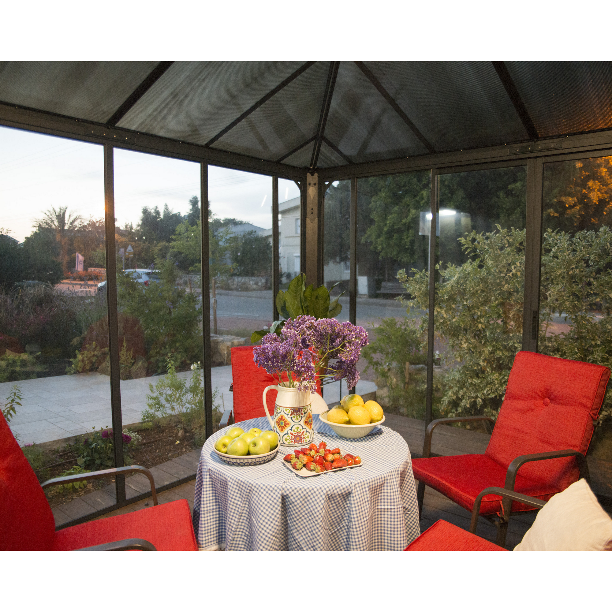 Pavillon 'Ledro' geschlossen anthrazit 296 x 430 cm Polycarbonat grau