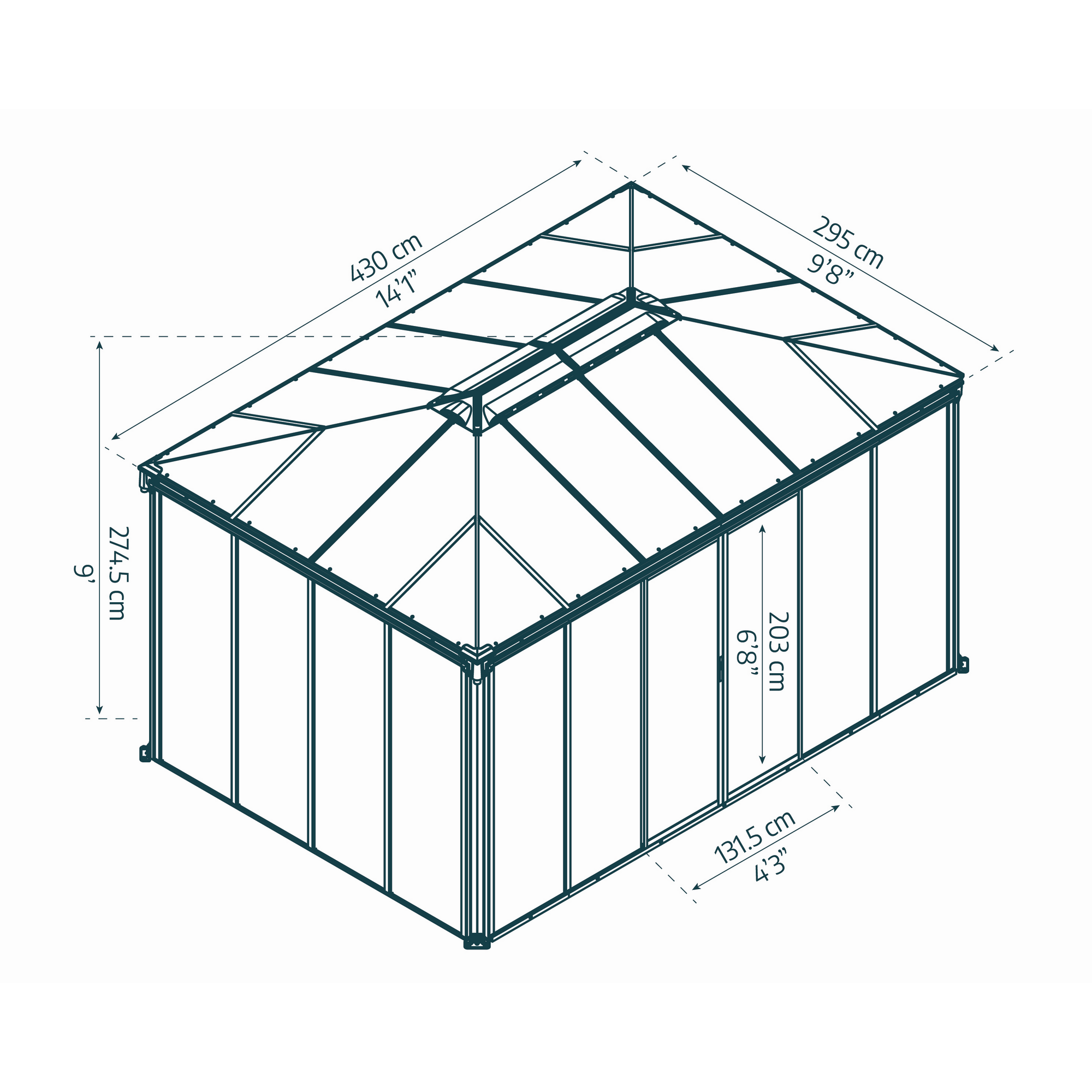 Pavillon 'Ledro' geschlossen anthrazit 296 x 430 cm Polycarbonat grau