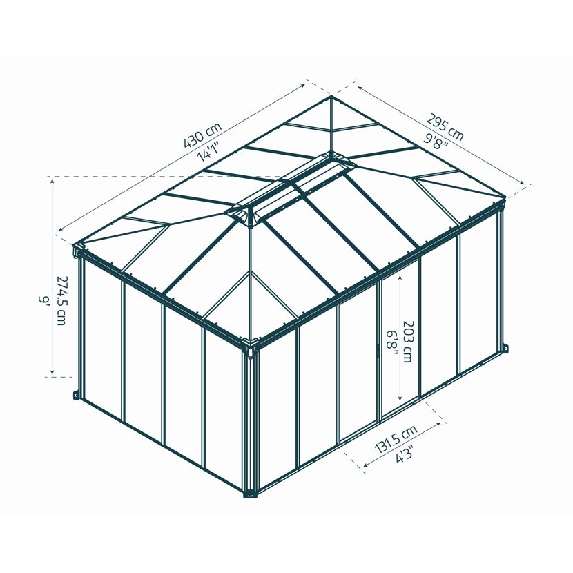 Pavillon 'Ledro' geschlossen anthrazit 296 x 430 cm Polycarbonat grau