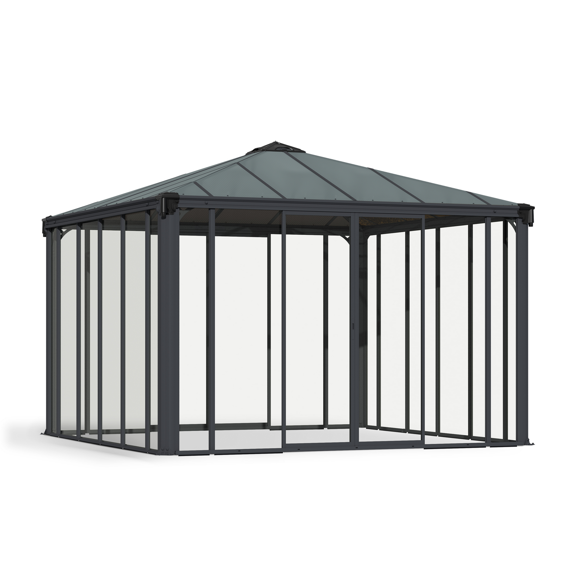 Pavillon 'Ledro' geschlossen anthrazit 360 x 360 cm Polycarbonat grau