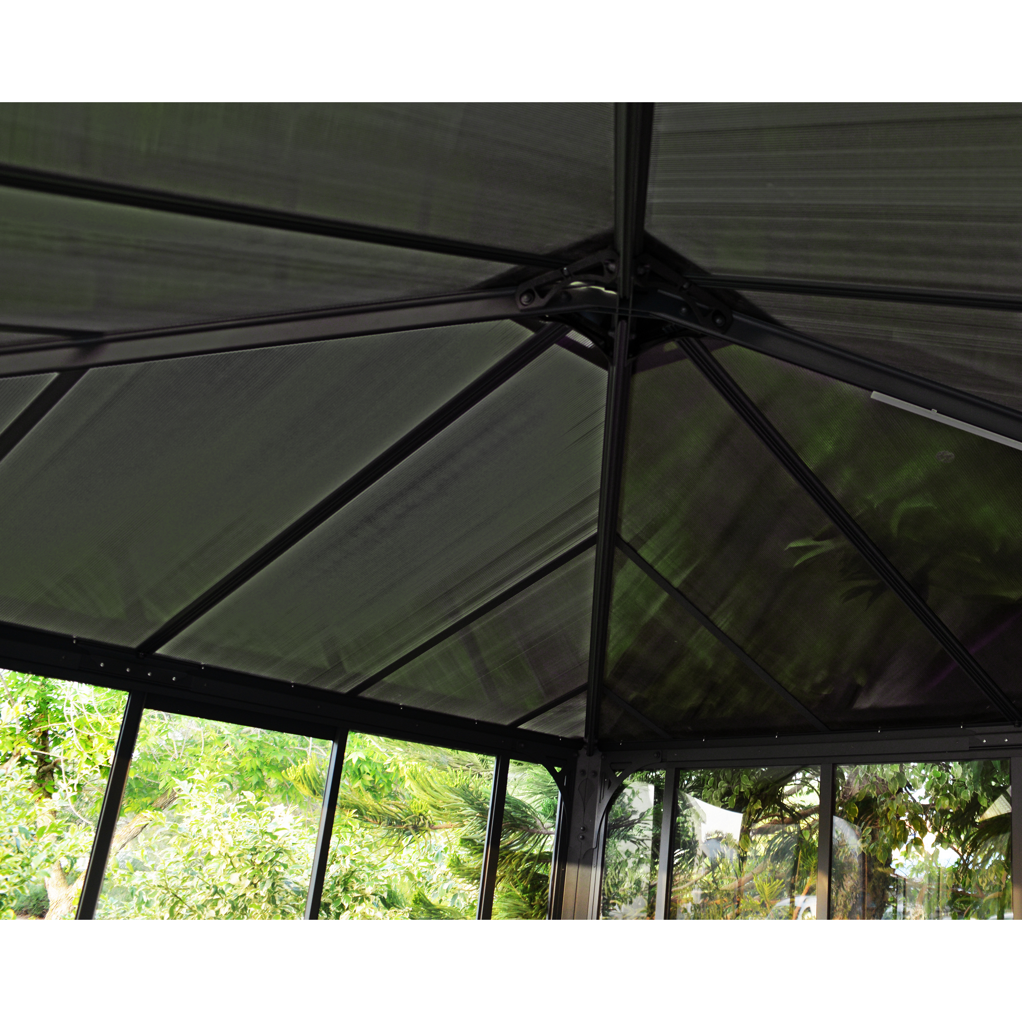 Pavillon 'Ledro' geschlossen anthrazit 360 x 360 cm Polycarbonat grau