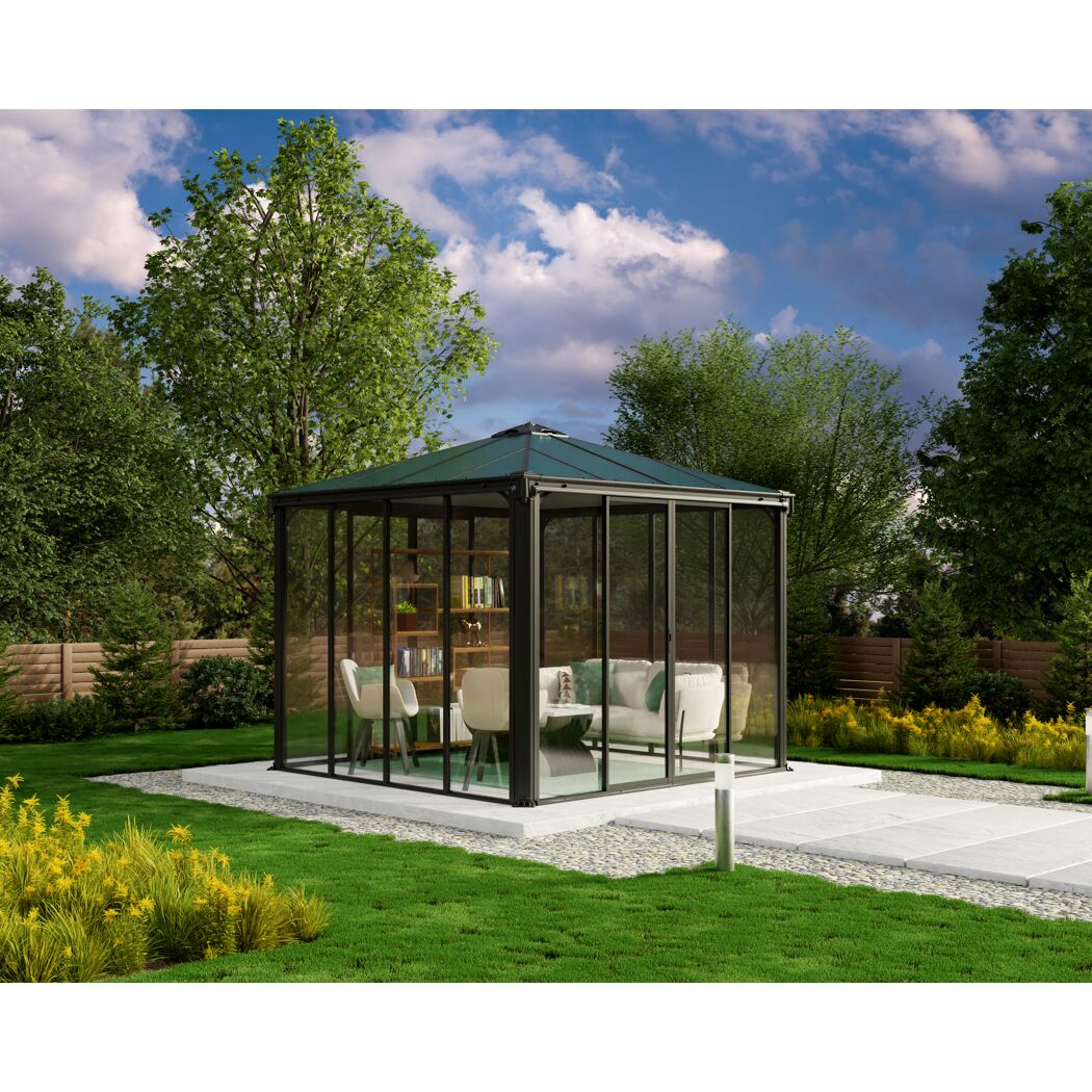 Pavillon 'Ledro' geschlossen anthrazit 295 x 295 cm Polycarbonat grau