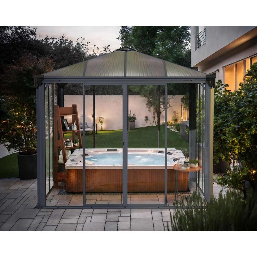 Pavillon 'Ledro' geschlossen anthrazit 295 x 295 cm Polycarbonat grau