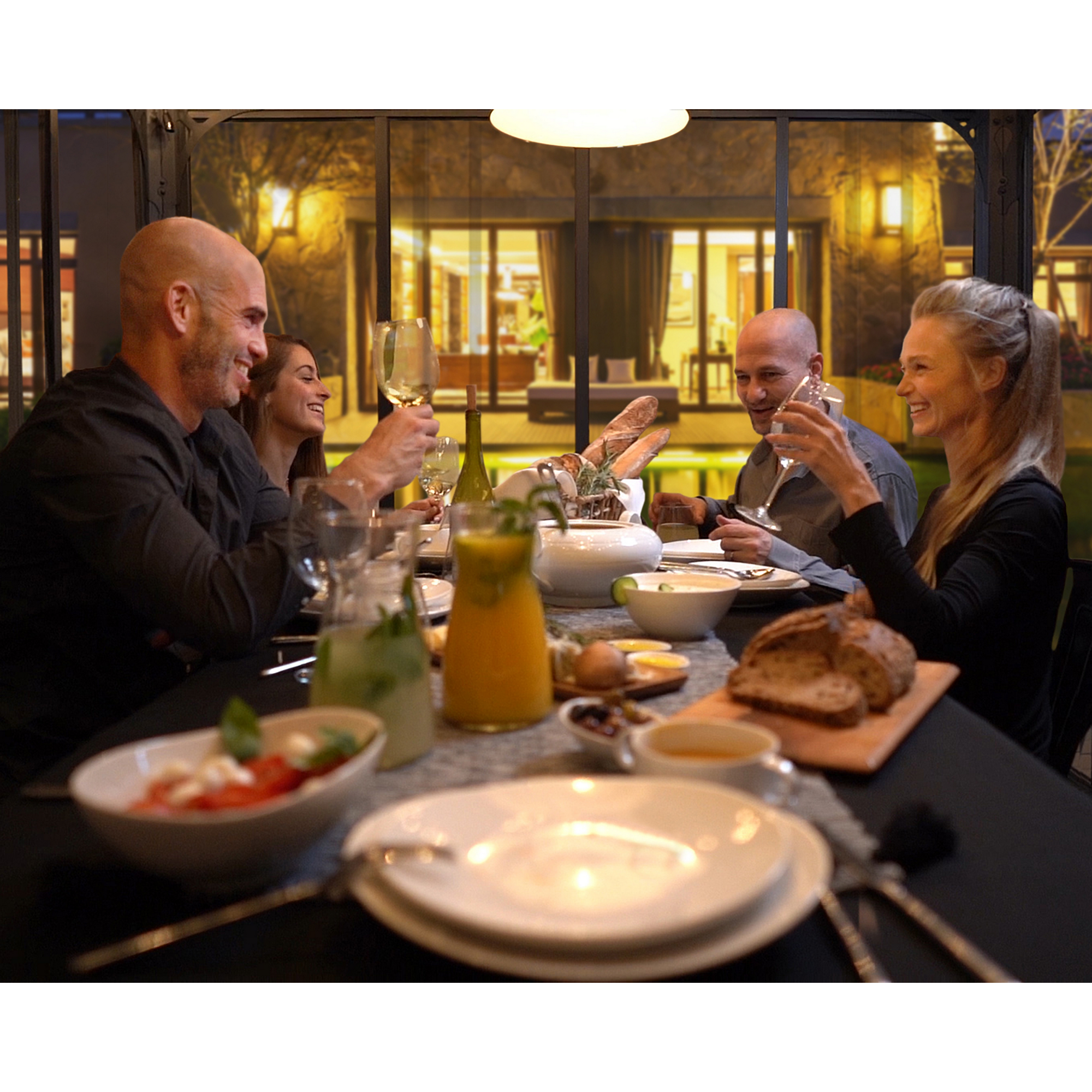 Pavillon 'Ledro' geschlossen anthrazit 295 x 295 cm Polycarbonat grau