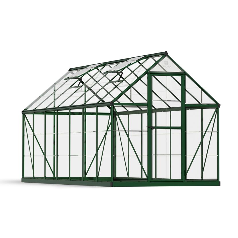 Gewächshaus 'Harmony' 185 x 426 cm mit 0,7 mm klaren Polycarbonatplatten grün