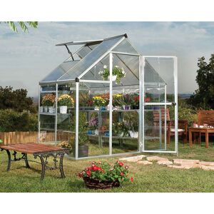 Gewächshaus 'Hybrid' 185 x 126 cm mit 4 mm Hohlkammerplatten silbern