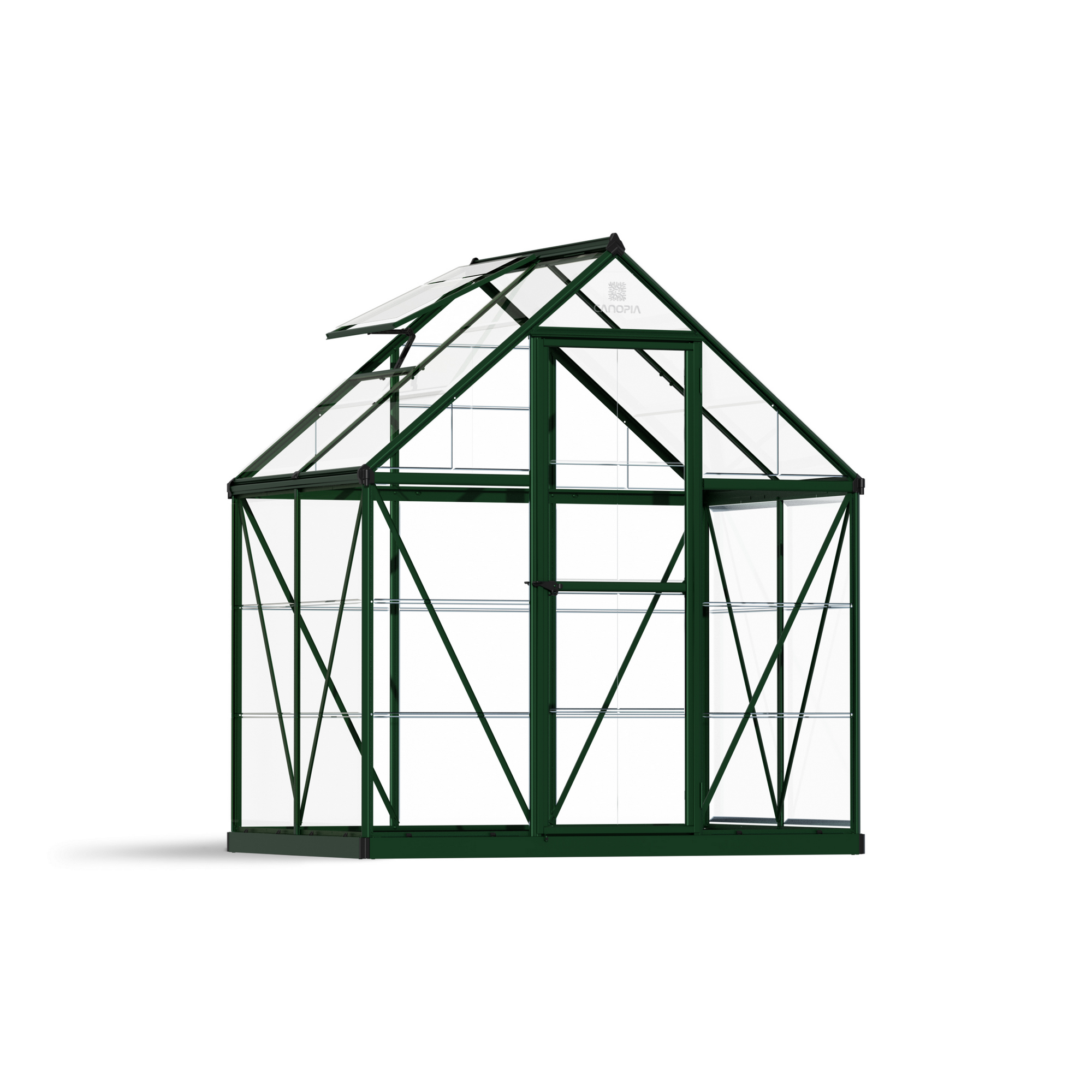 Palram-Canopia Gewächshaus ‚Harmony‘ 185 x 126 cm mit 0,7 mm klaren Polycarbonatplatten grün
