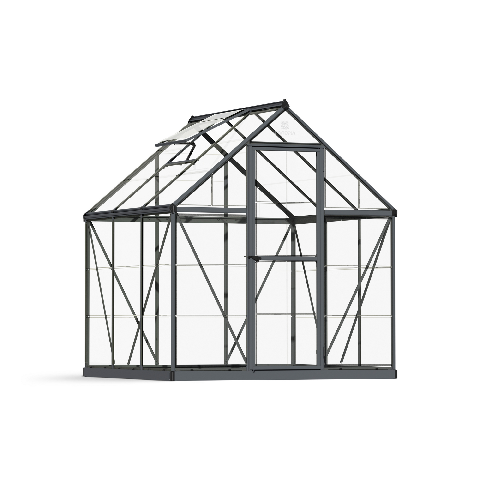 Gewächshaus 'Harmony' 185 x 186 cm mit 0,7 mm klaren Polycarbonatplatten grau