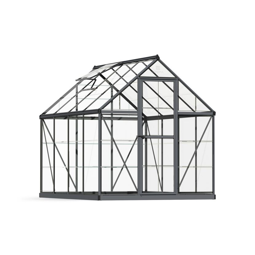 Gewächshaus 'Harmony' 185 x 247 cm mit 0,7 mm klaren Polycarbonatplatten grau
