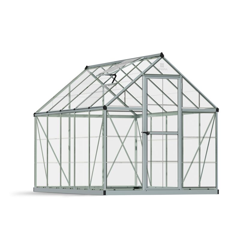 Gewächshaus 'Harmony' 185 x 306 cm mit 0,7 mm klaren Polycarbonatplatten silbern