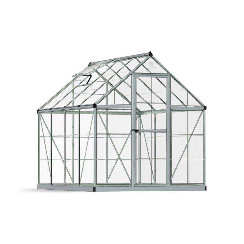 Gewächshaus 'Harmony' 185 x 247 cm mit 0,7 mm klaren Polycarbonatplatten silbern