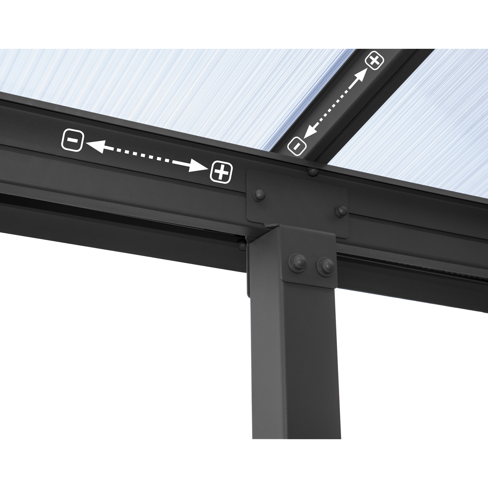 Terrassenüberdachung 'Olympia' anthrazit 294 x 860 cm Polycarbonat transparent