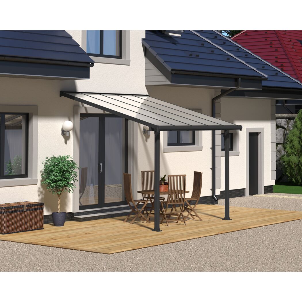 Terrassenüberdachung 'Olympia' anthrazit 294 x 307 cm Polycarbonat transparent
