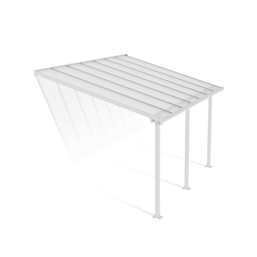 Terrassenüberdachung 'Olympia' weiß 294 x 425 cm Polycarbonat transparent