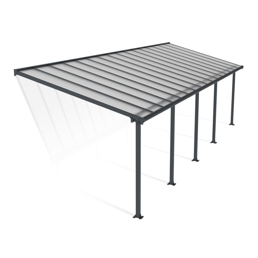 Terrassenüberdachung 'Olympia' anthrazit 294 x 980 cm Polycarbonat transparent