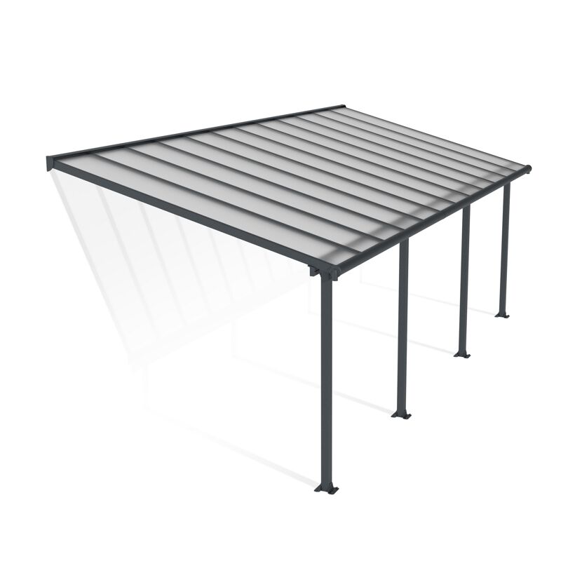 Terrassenüberdachung 'Olympia' anthrazit 294 x 739 cm Polycarbonat transparent