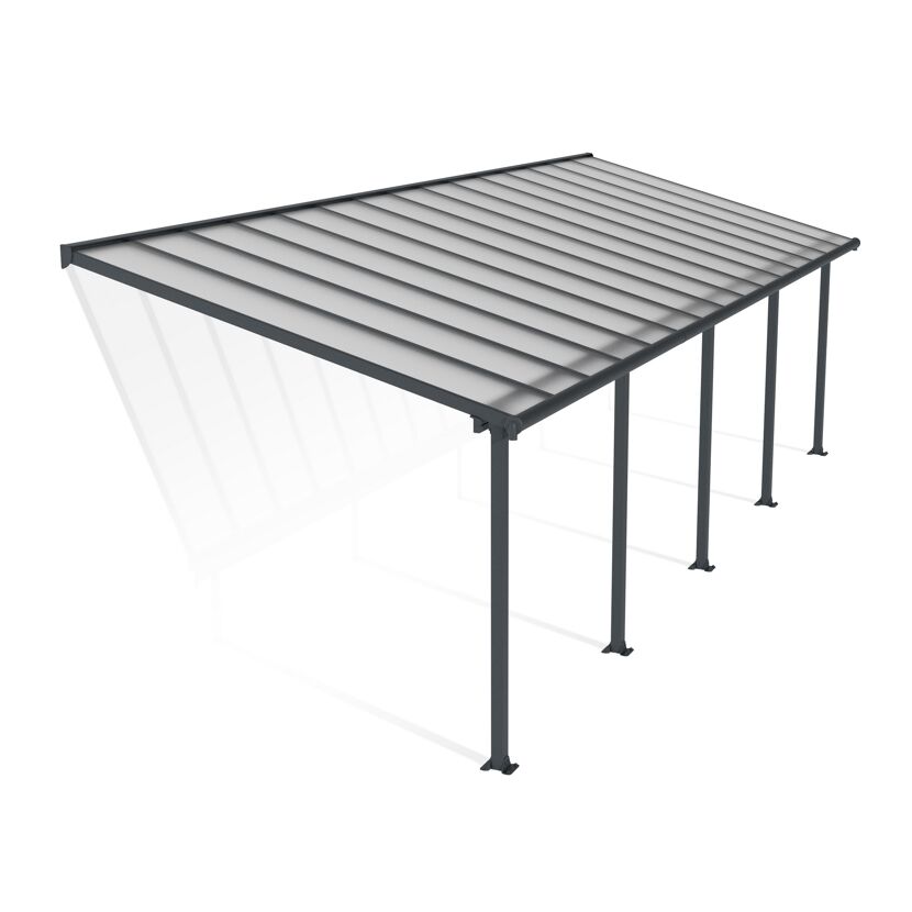 Terrassenüberdachung 'Olympia' anthrazit 294 x 924 cm Polycarbonat transparent