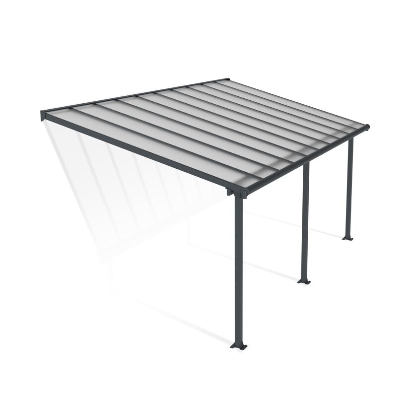 Terrassenüberdachung 'Olympia' anthrazit 294 x 619 cm Polycarbonat transparent