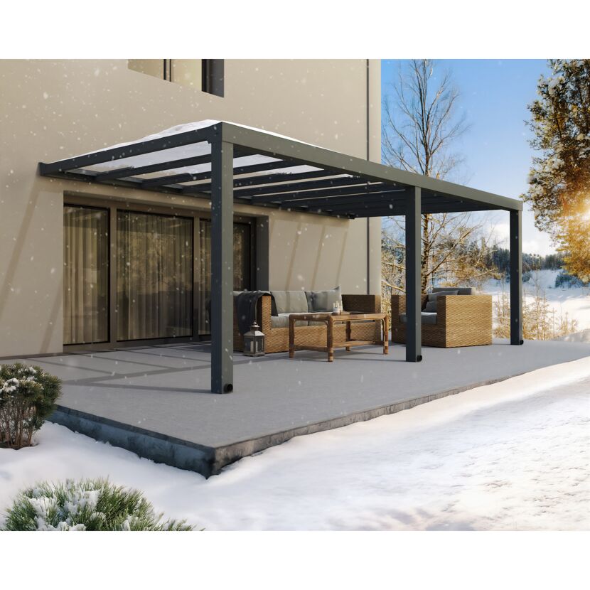 Terrassenüberdachung 'Stockholm' anthrazit  330,5 x 660 cm Polycarbonat klar