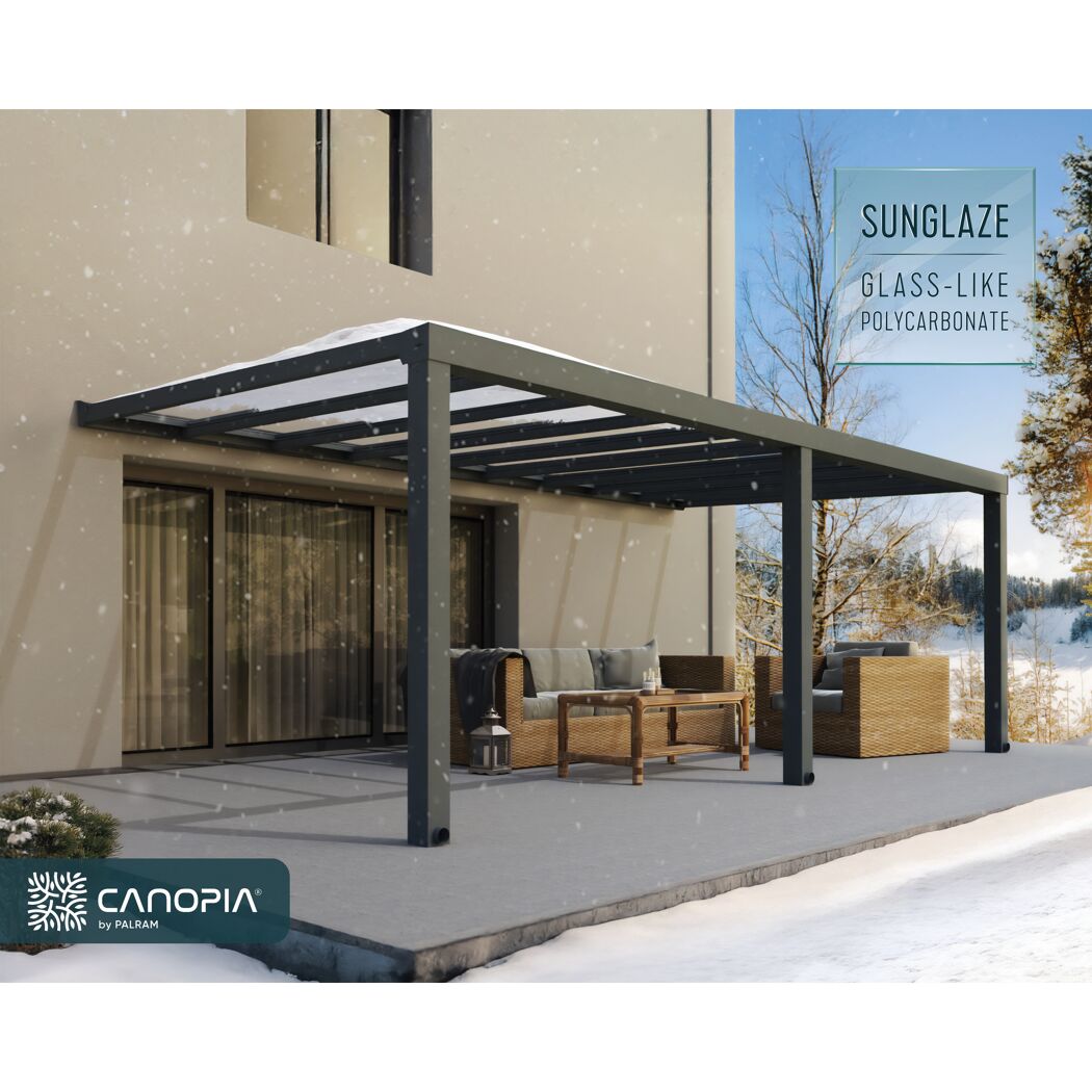 Terrassenüberdachung 'Stockholm' anthrazit  330,5 x 660 cm Polycarbonat klar