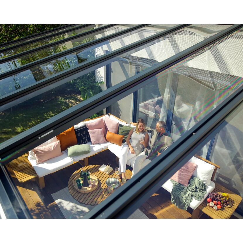 Terrassenüberdachung 'Stockholm' anthrazit  330,5 x 660 cm Polycarbonat klar