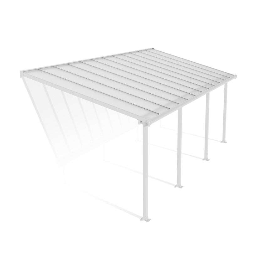 Terrassenüberdachung 'Olympia' weiß 294 x 739 cm Polycarbonat transparent