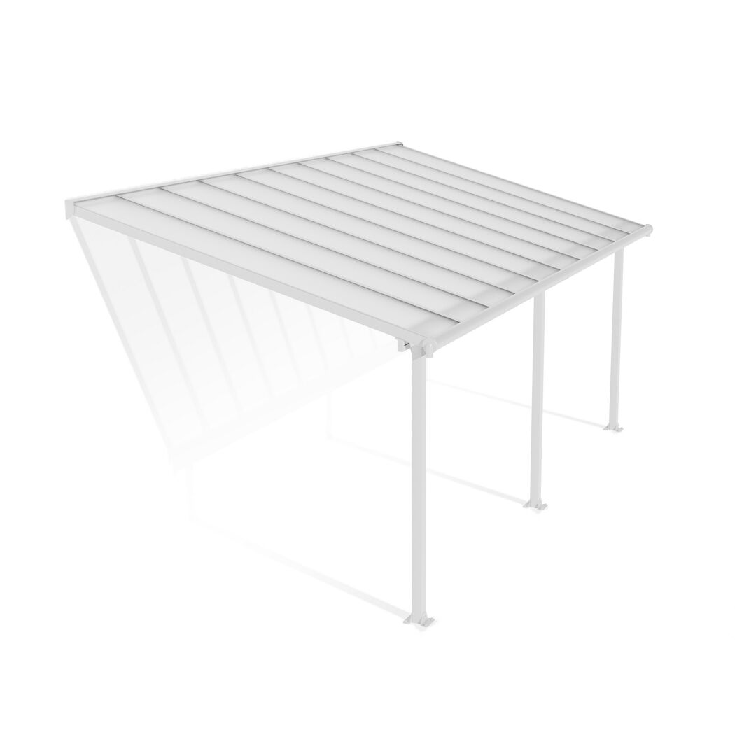Terrassenüberdachung 'Olympia' weiß 294 x 619 cm Polycarbonat transparent