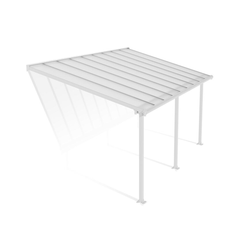 Terrassenüberdachung 'Olympia' weiß 294 x 546 cm Polycarbonat transparent