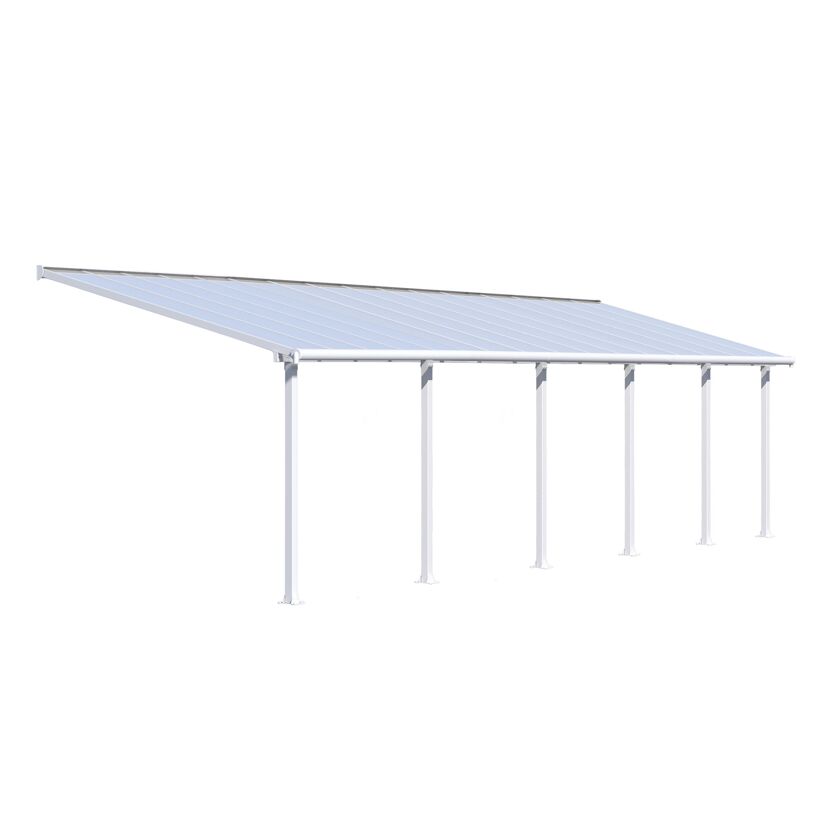 Terrassenüberdachung 'Olympia' weiß 294 x 980 cm Polycarbonat transparent