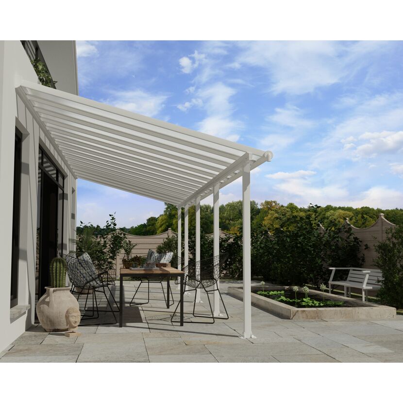 Terrassenüberdachung 'Olympia' weiß 294 x 860 cm Polycarbonat transparent