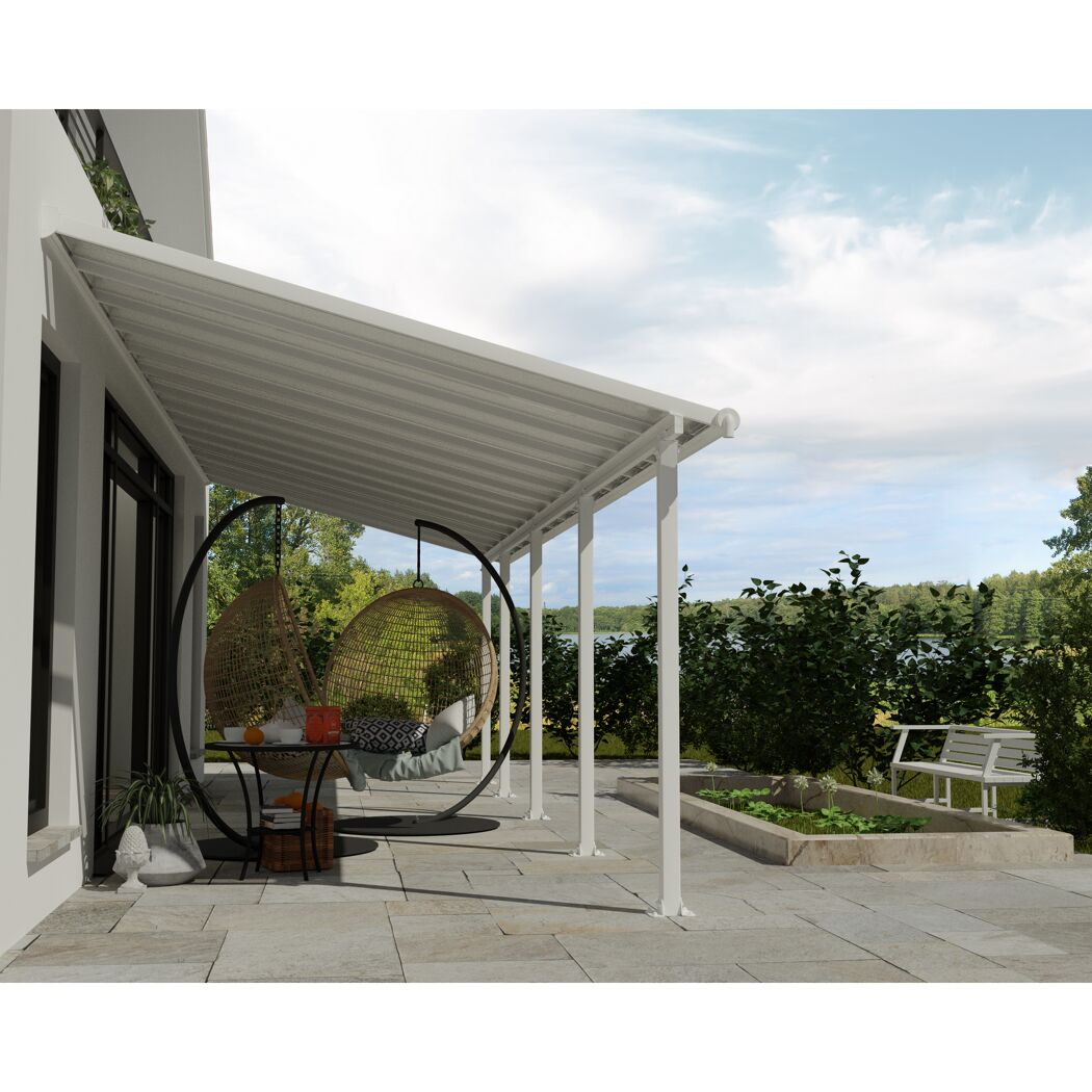 Terrassenüberdachung 'Olympia' weiß 294 x 860 cm Polycarbonat transparent