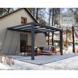 Terrassenüberdachung 'Stockholm' anthrazit 330,5 x 370 cm Polycarbonat klar