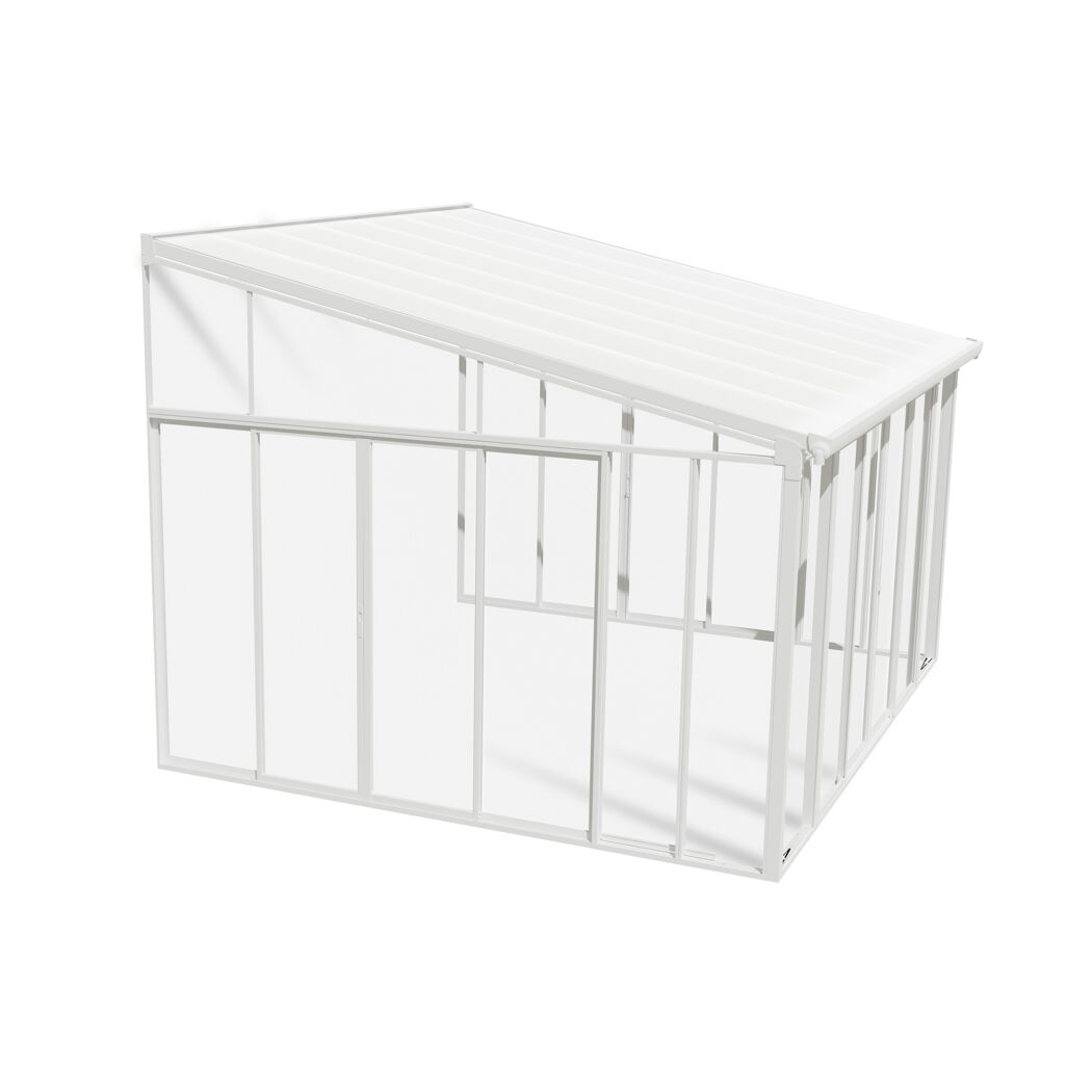 Wintergarten 'Sanremo' weiß 380 x 435 cm Polycarbonat transparent