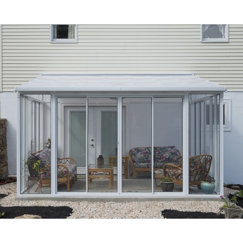 Wintergarten 'Sanremo' weiß 380 x 435 cm Polycarbonat transparent