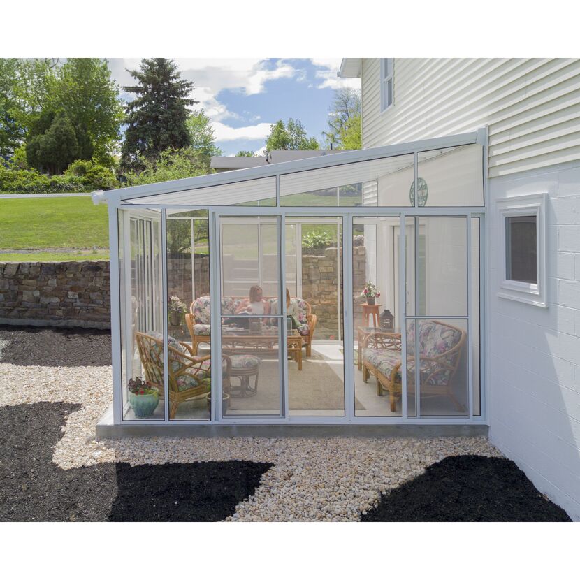 Wintergarten 'Sanremo' weiß 380 x 435 cm Polycarbonat transparent