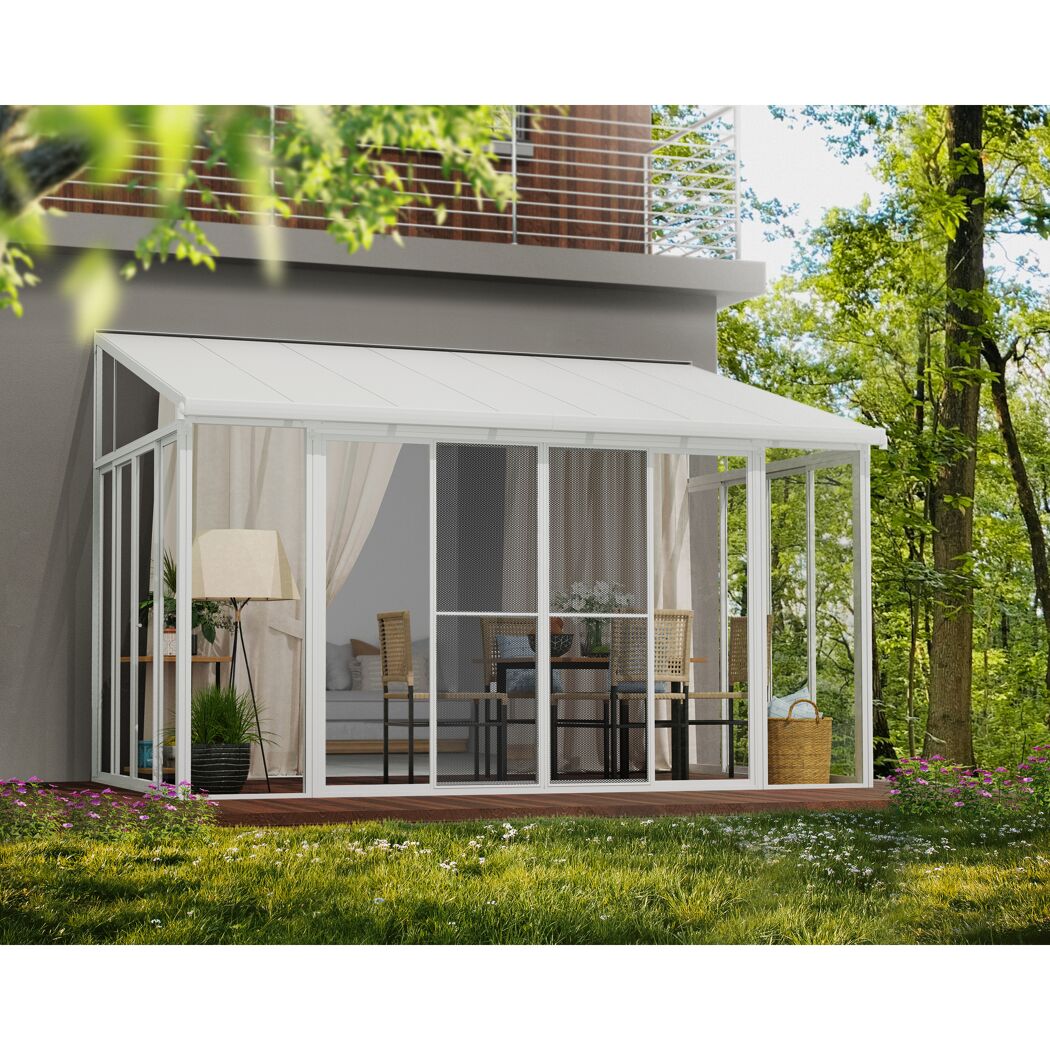 Wintergarten 'Sanremo' weiß 294 x 435 cm Polycarbonat transparent
