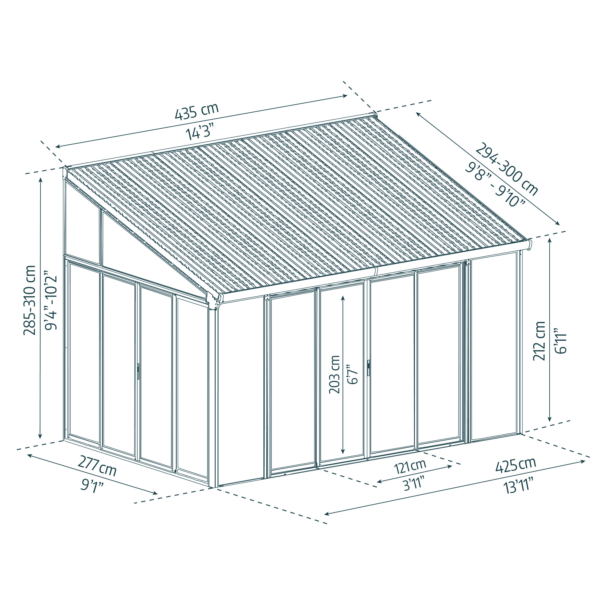 Wintergarten 'Sanremo' weiß 294 x 435 cm Polycarbonat transparent