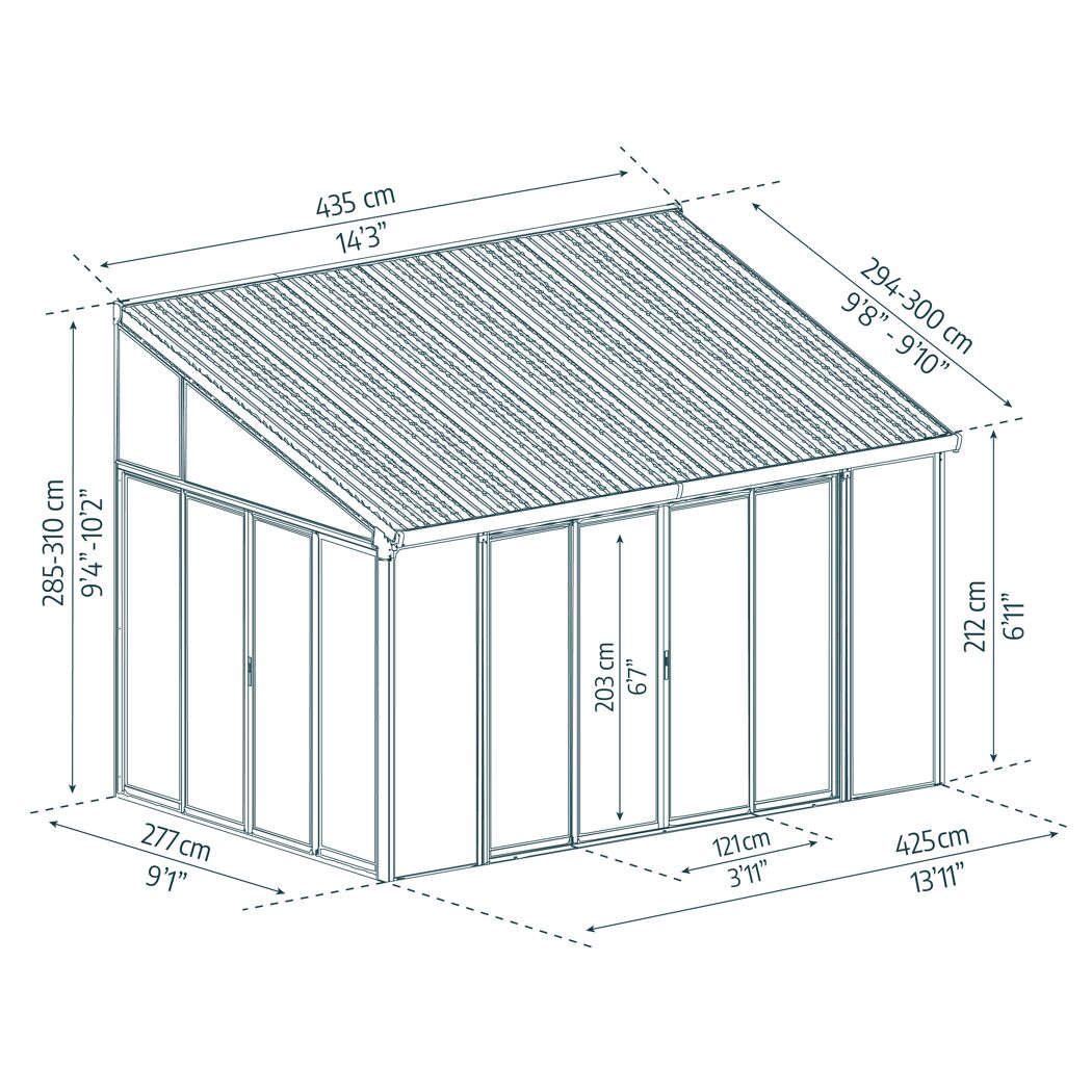 Wintergarten 'Sanremo' weiß 294 x 435 cm Polycarbonat transparent