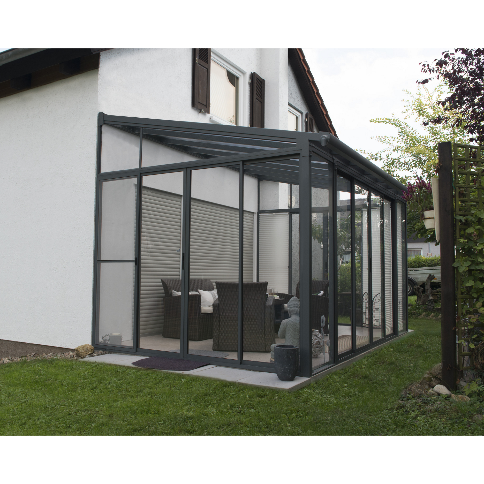 Wintergarten 'Sanremo' anthrazit 294 x 435 cm Polycarbonat transparent