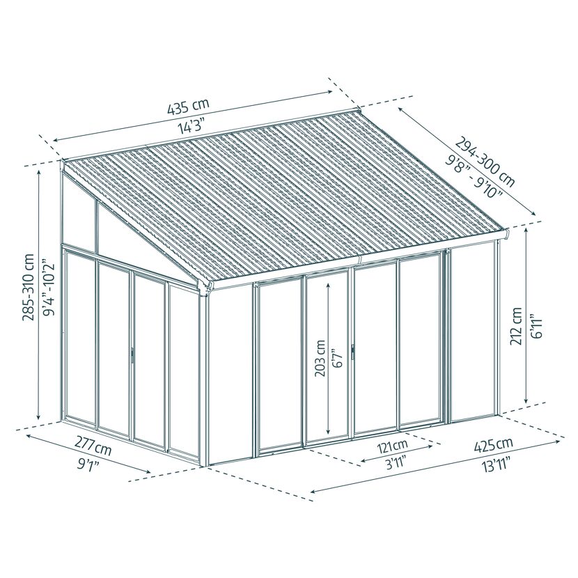 Wintergarten 'Sanremo' anthrazit 294 x 435 cm Polycarbonat transparent
