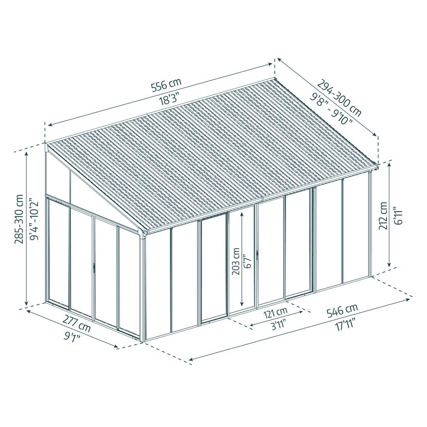 Wintergarten 'Sanremo' weiß 294 x 556 cm Polycarbonat transparent