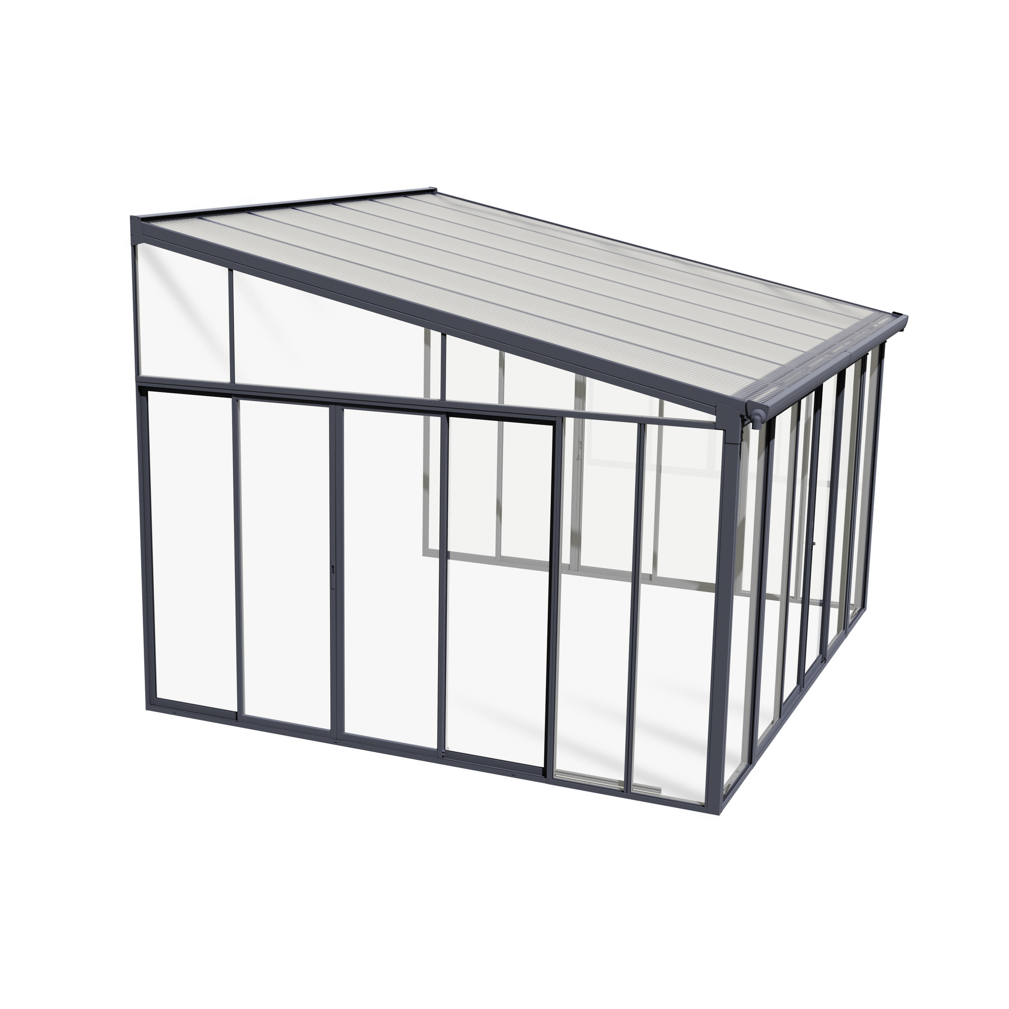 Wintergarten 'Sanremo' anthrazit 380 x 435 cm Polycarbonat transparent