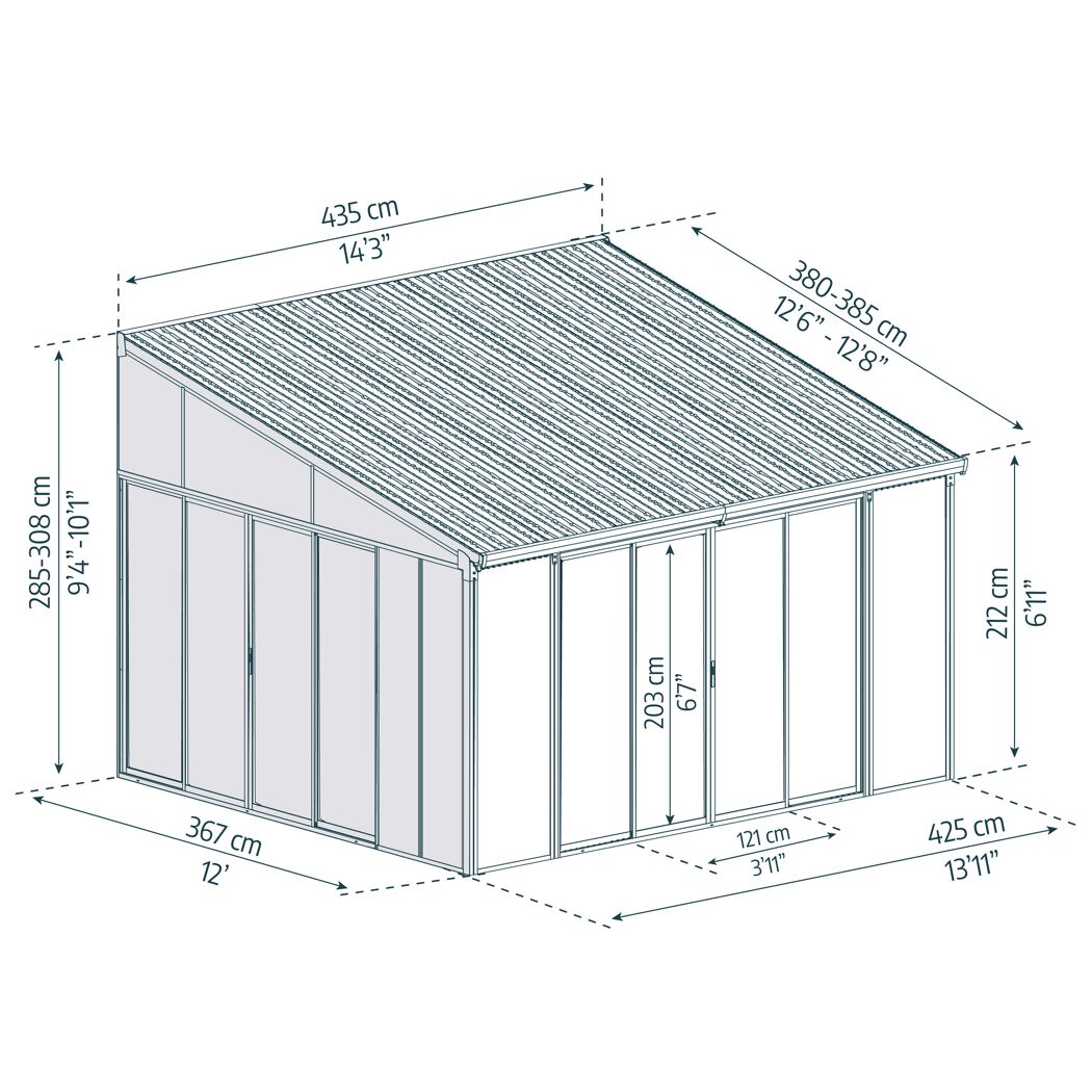 Wintergarten 'Sanremo' anthrazit 380 x 435 cm Polycarbonat transparent