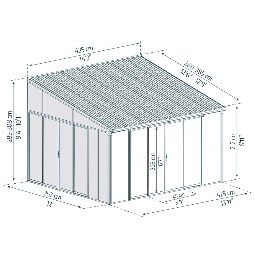 Wintergarten 'Sanremo' anthrazit 380 x 435 cm Polycarbonat transparent