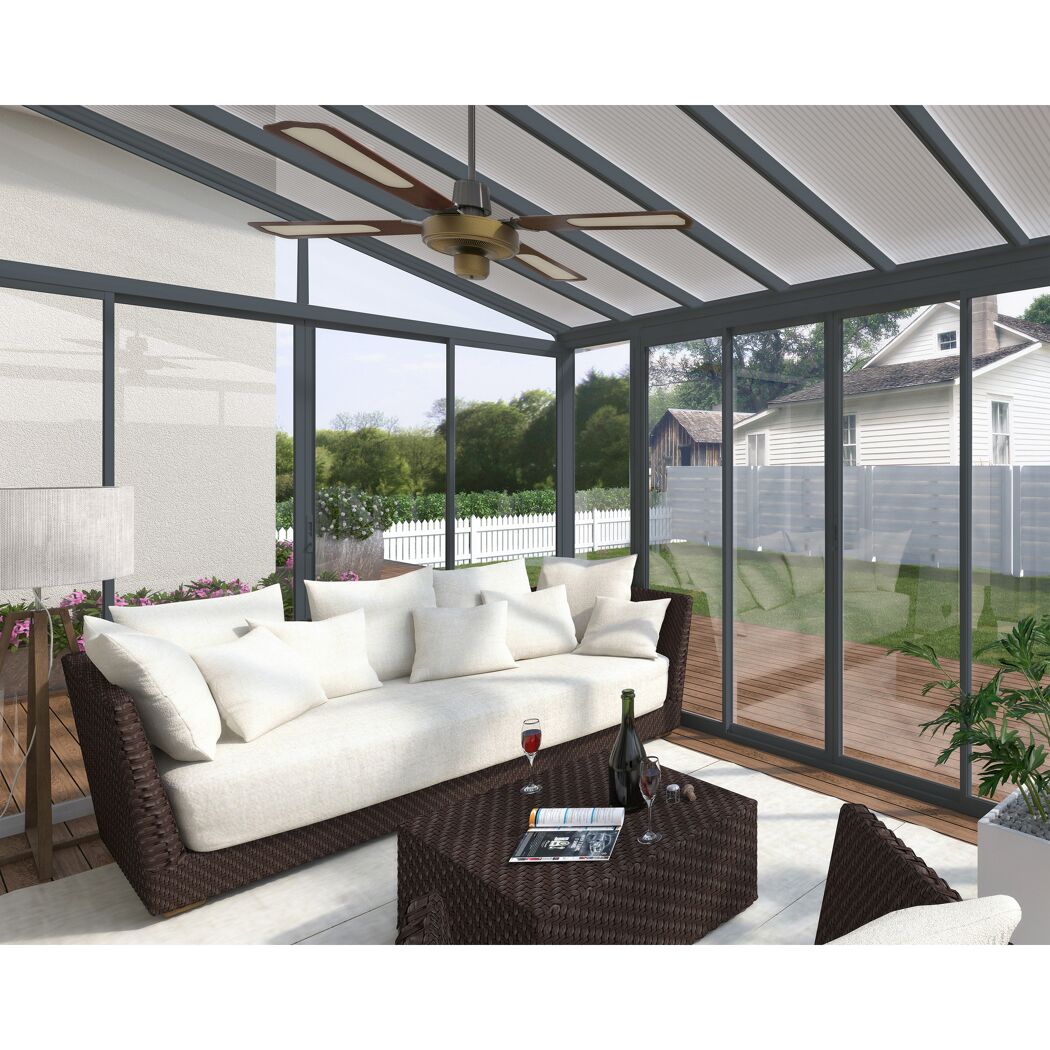 Wintergarten 'Sanremo' anthrazit 294 x 556 cm Polycarbonat transparent