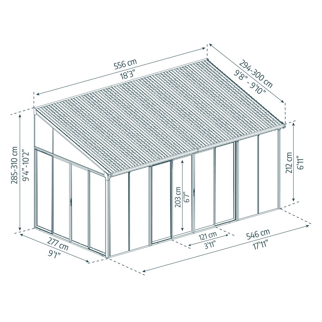 Wintergarten 'Sanremo' anthrazit 294 x 556 cm Polycarbonat transparent