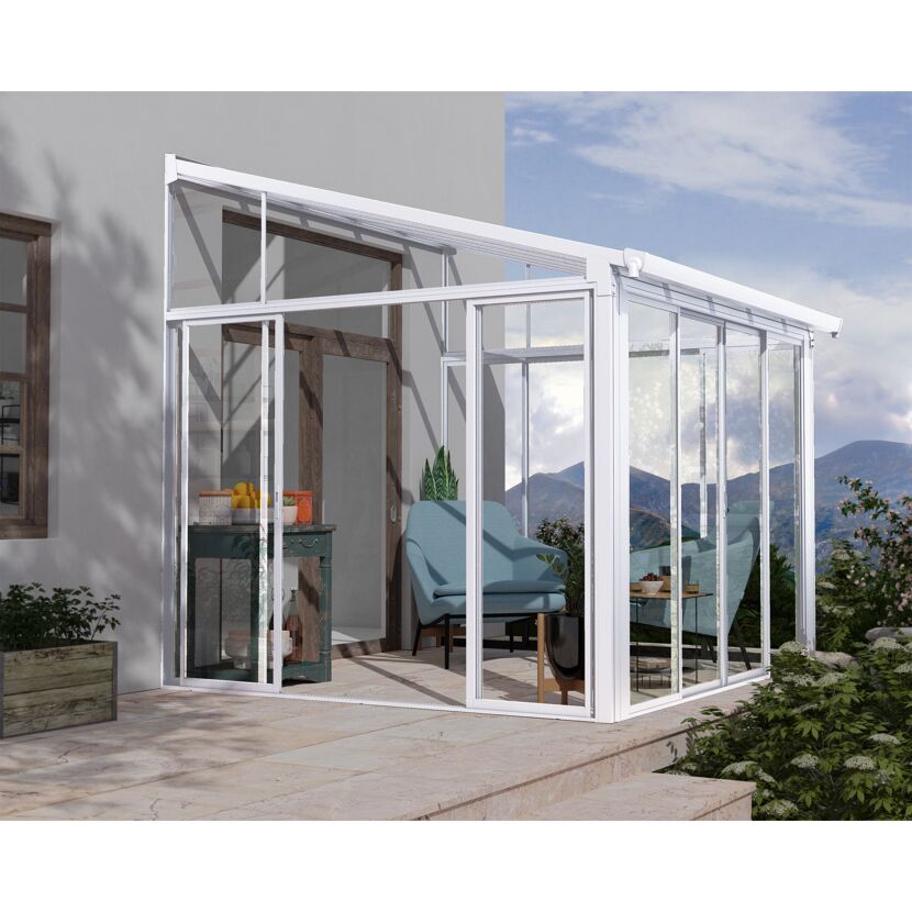 Wintergarten 'Sanremo' weiß 294 x 314 cm Polycarbonat transparent