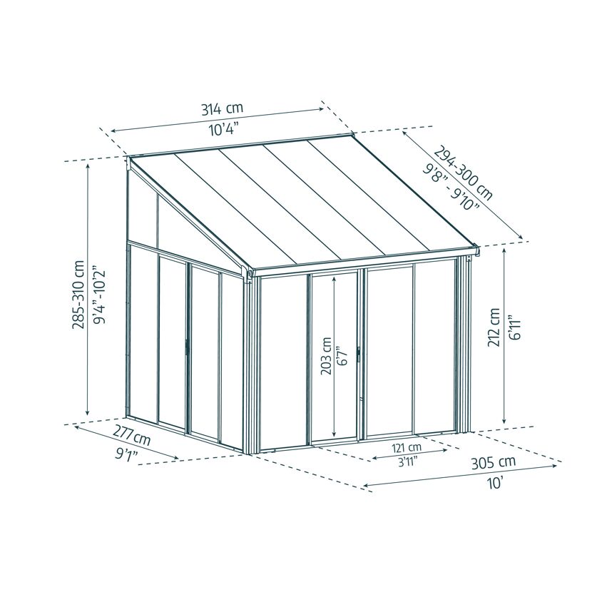 Wintergarten 'Sanremo' weiß 294 x 314 cm Polycarbonat transparent